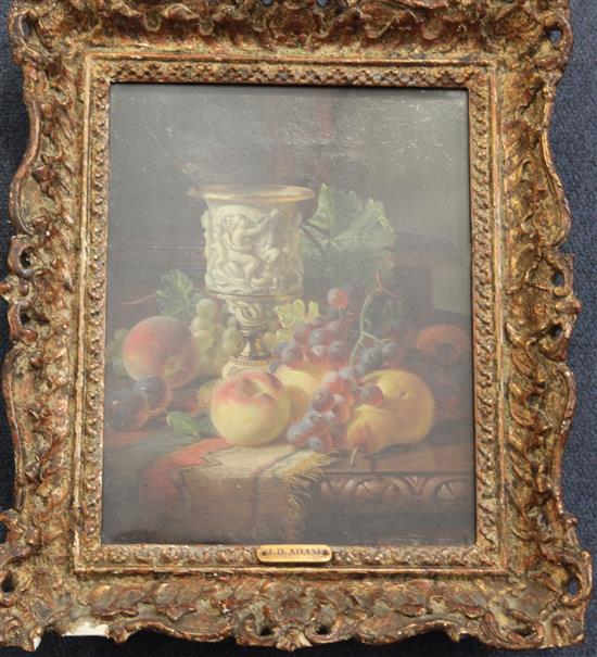 Joseph Denovan Adam (1842-1896) Still lifes of fruit 9.75 x 7.5in.